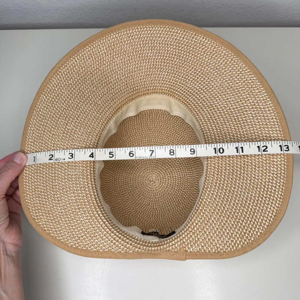 Magid Hats Sun Hat Womens Tan Paper Straw Wide Brim Bow Ribbon Coastal OS‎
